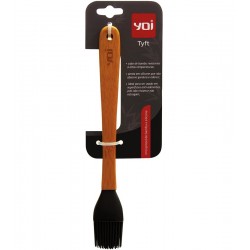 Mini Pincel 21cm de Silicone Preto Com Cabo de Bambu